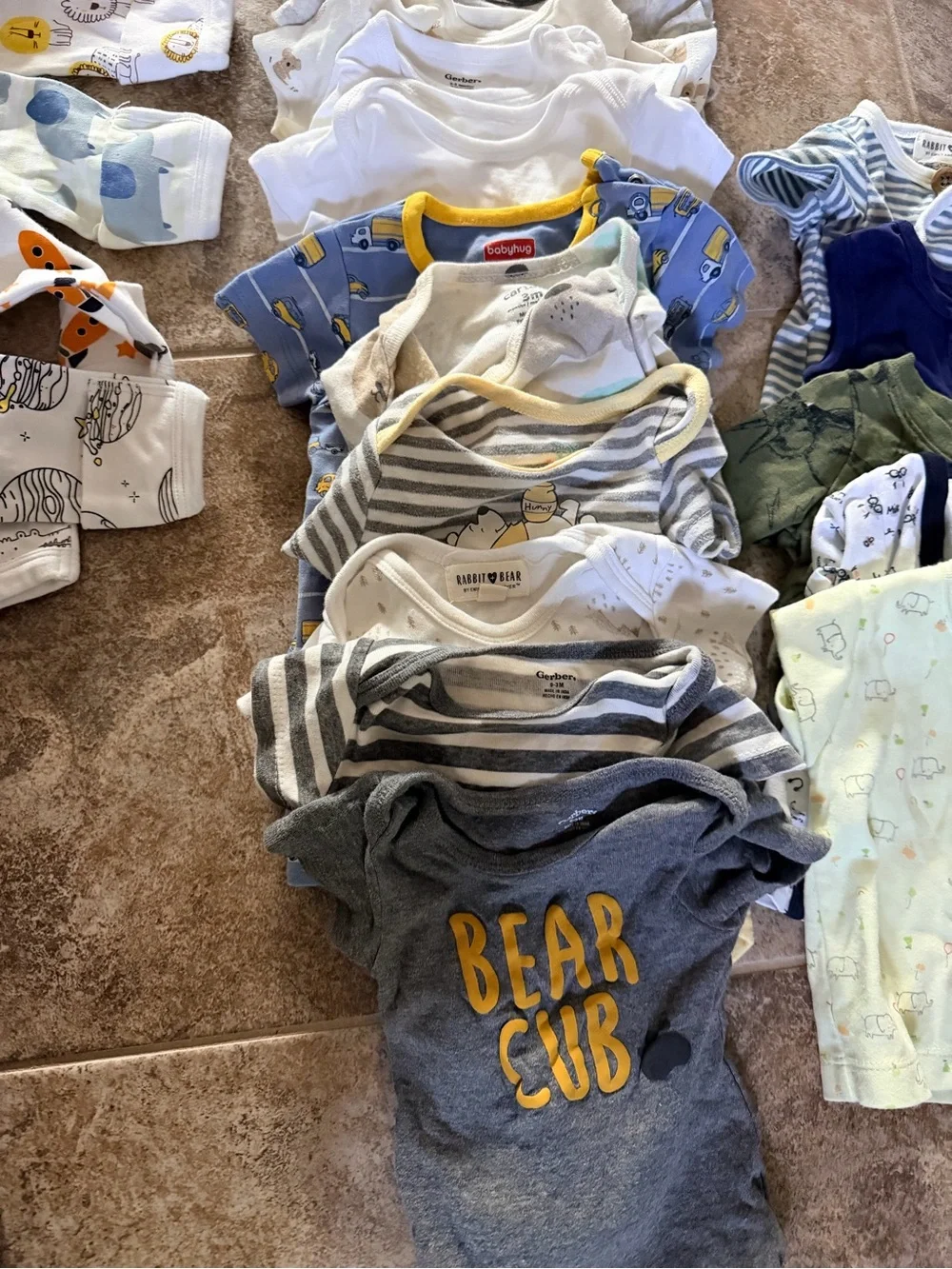 Bundle of 44 baby boy 0-3 months clothes, onesies, footsie, summer bodysuits